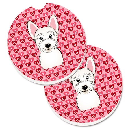 Carolines Treasures Westie Hearts Cup Holder Car Coasters - Set of 2 BB5296CARC